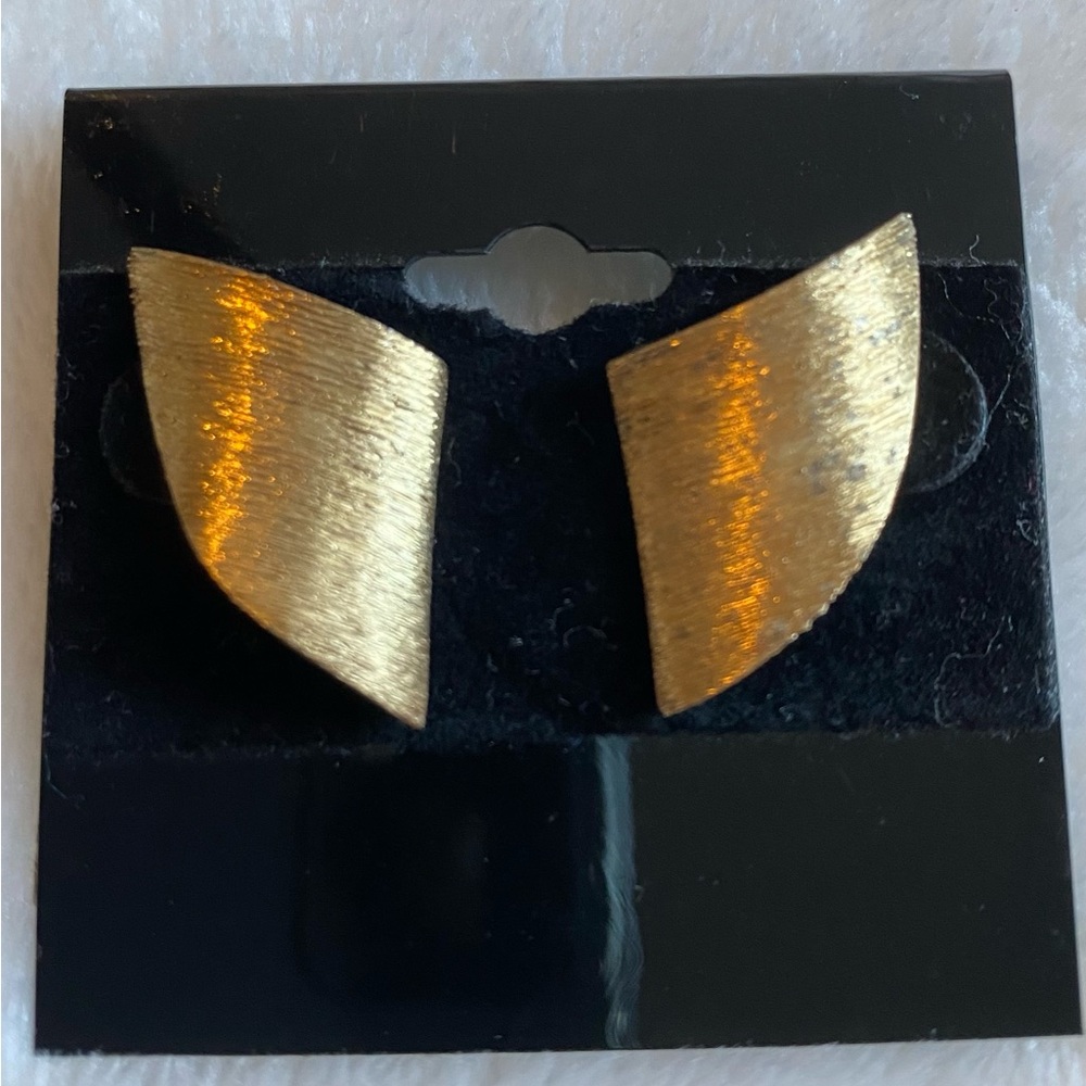 Pierre Cardin vintage gold plate brushed texture Earrings estate piece